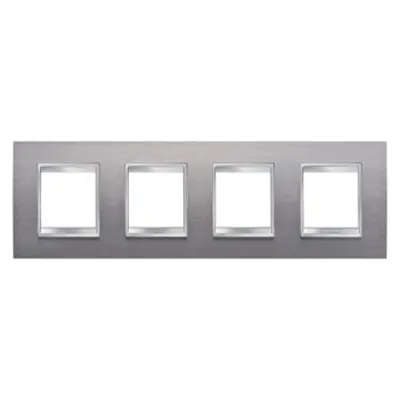 Placa ornament CProiector HORUS LUX international - IN METAL - 2+2+2+2 modul HORIZONTAL - BRUSHED STAINLESS STEEL - CProiector HORUS