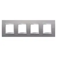 Placa ornament CProiector HORUS LUX international - IN METAL - 2+2+2+2 modul HORIZONTAL - BRUSHED STAINLESS STEEL - CProiector HORUS