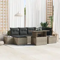 Gossi set de canapea de gradina cu 7 piese si perne gri din poliratan