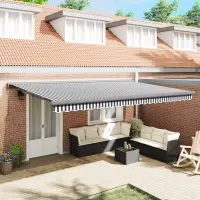 vidaXL Copertină retractabilă antracit/alb, 5x3 m, textil/aluminiu