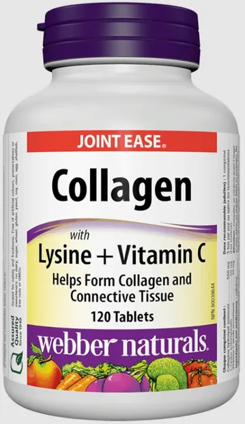 Collagen Lysine + Vitamin C, 120 tablete, Webber Naturals