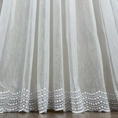 Perdea Ariel tip IN Brodat, Alb, 100cm latime x 260cm inaltime, cu rejansa pt bara