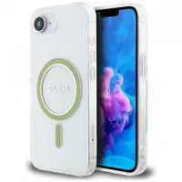 Husa MagSafe pentru Apple iPhone 17e / 16e, Guess, IML Glitter Circle, Transparenta