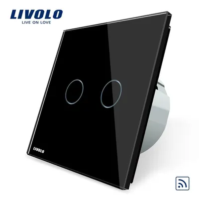 Intrerupator dublu wireless RF Negru