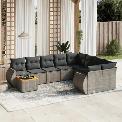 Gossi set mobilier de gradina cu perne, 10 piese, gri, poliratan