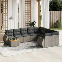 Gossi set mobilier de gradina cu perne, 10 piese, gri, poliratan