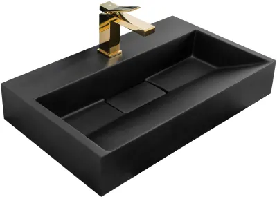 Lavoar baie cu montare pe blat 60 cm, negru mat, Rea Goya