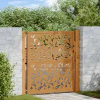 vidaXL Poartă de grădină 100x100 cm, model frunze de oțel rezistente la intemperii