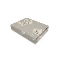 Cearceaf cu elastic, MimiNu, Pentru patut leagan sau patut co-sleeper, Dimensiune 90x40 cm, Din bumbac certificat Oeko Tex Standard 100, Bedtime story beige