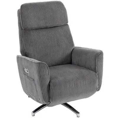 HOMCOM Fotoliu Relax Electric Reglabil cu Funcție de Șezlong, 2 Motoare, Rotativ, Fotoliu TV cu Port USB | Aosom Romania
