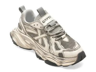 Pantofi sport GRYXX gri, Y507, din material textil si piele naturala