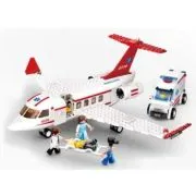 Joc de constructie Avion ambulanta, pvc, Sluban M38-B0370, 335 piese, 38x28. 5x6. 7cm