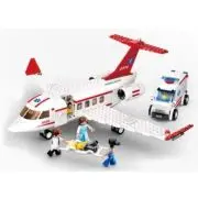 Joc de constructie Avion ambulanta, pvc, Sluban M38-B0370, 335 piese, 38x28. 5x6. 7cm