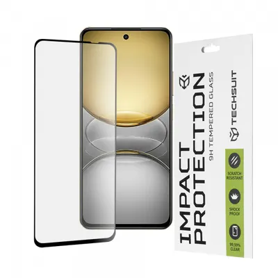 Folie de protectie Ecran Techsuit pentru Realme C75 5G / 14x, Sticla Securizata, Full Glue, 111D, Neagra
