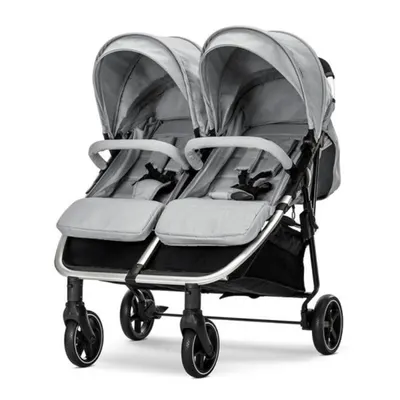 Carucior pentru gemeni, Lorelli Duo, pana la 22 kg , cadru din aluminiu, spatar reglabil pozitii multiple, geanta inclusa, Grey