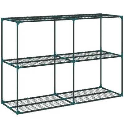 Outsunny Suport Vertical pentru Plante cu 3 Niveluri din Oțel și Plastic, Suport Ghivece pentru Interior și Exterior, Grădină, Balcon, 143x48x100 cm, Verde Închis | Aosom Romania