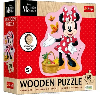 Puzzle din lemn pentru copii Trefl din 50 piese - Minnie Mouse fericită