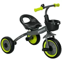 AIYAPLAY Tricicletă pentru Copii cu Scaun Reglabil, Coș și Clopoțel, Negru