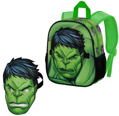 Ghiozdan pentru gradiniță Karactermania Hulk - Green Streng, 3D, cu mască