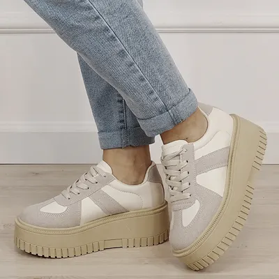 Sneakers bej cu platforma 8979 M3