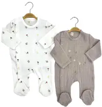 Set de salopete tip romper Minisse - 3-6 luni, bej