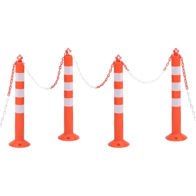 vidaXL Bornă de control trafic cu lanţ, 4 buc., 75 cm, PE