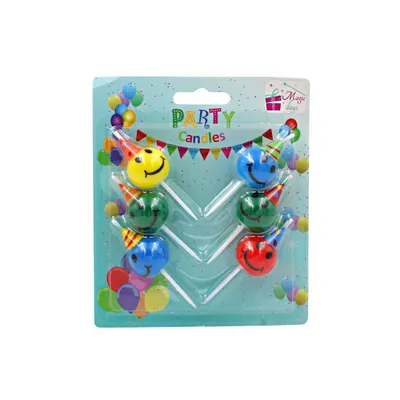 Set 6 lumânări party mingiuțe zâmbărețe