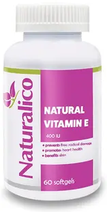 Natural Vitamin E, 400 IU, 60 capsule moi, Naturalico
