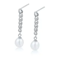 Cercei argint 925, JW1106, model elegant cu perla, placati cu rodiu