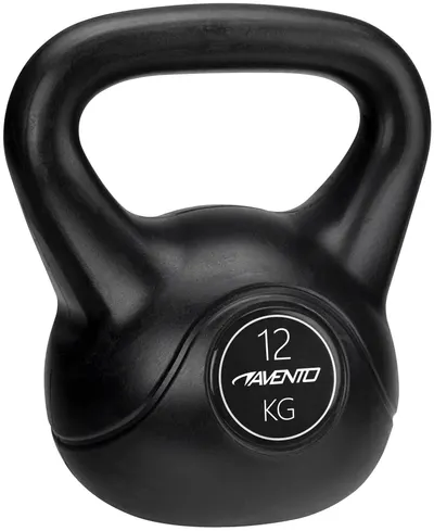 Kettlebell 12 Kg, Negru, plastic cu umplutură din ciment