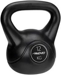 Kettlebell 12 Kg, Negru, plastic cu umplutură din ciment