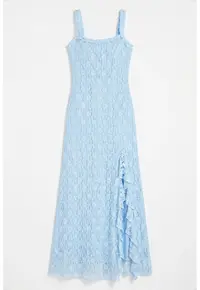 Rochie Midi Femei Albastru Gheata - Elegant - Dantela - 95% poliester