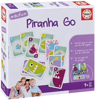 Puzzle pentru copii Educa din 56 de piese - Piranha, joc de carti