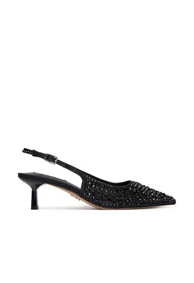 Pantofi pentru dama - stiletto - negru - textil
