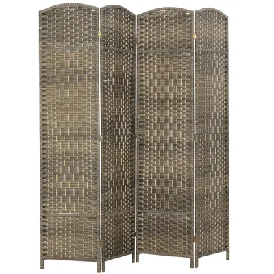 HOMCOM Paravan interior din lemn 4 panouri separator de cameră pliabil pentru living dormitor 180 x 180 cm stejar închis | Aosom Romania