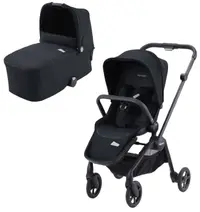 Cărucior combinat 2 în 1 pentru bebeluși Recaro - Duo Sadena Prime, Mat Black