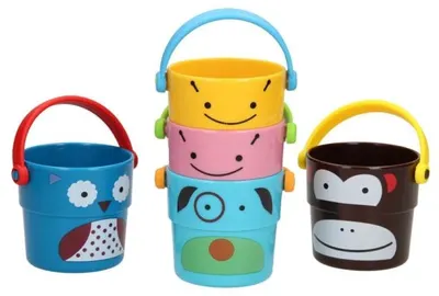 Set de jucării pentru baie Raya Toys - găletușe, animale, 5 bucăți