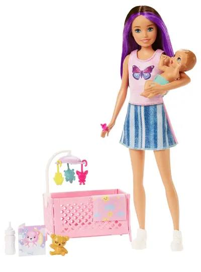 Papusa - Barbie Mamica satena cu bebelus