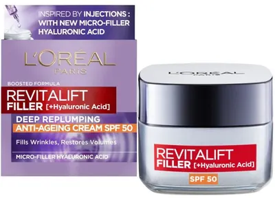 L'Oréal Revitalift Filler Crema de față de zi, SPF50, 50 ml