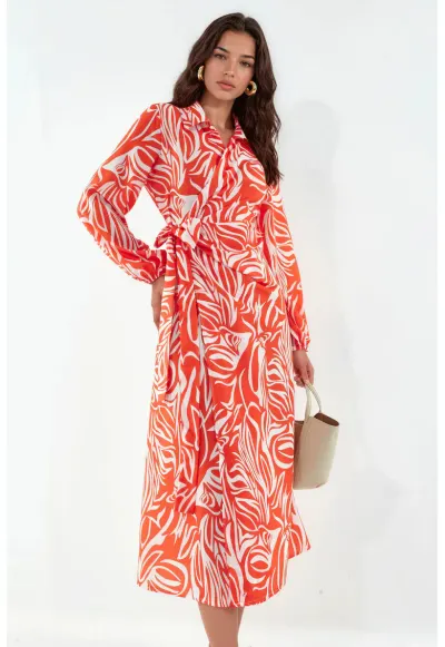 Rochie Midi - petrecuta - decolteu in V - multicolor - crep poliester-lycra