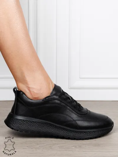 Pantofi casual din piele naturală pentru un stil autentic CRL1816 NEGRU