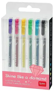 Set mini pixuri cu sclipici Legami - 6 culori