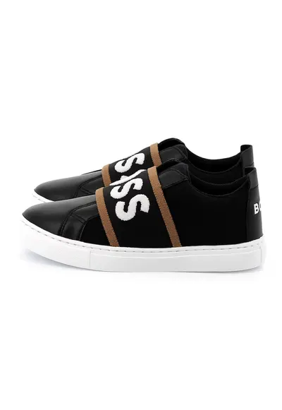 Pantofi slip-on cu logo supradimensionat - Negru/Maro