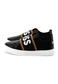 Pantofi slip-on cu logo supradimensionat - Negru/Maro