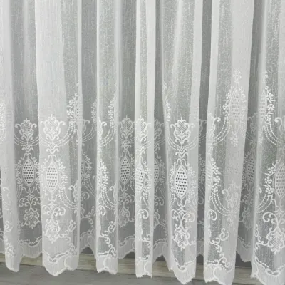 Perdea Monica din IN Brodat, Ivoire, 140cm latime x 260cm inaltime, cu rejansa pt bara