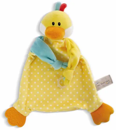 NICI Soft Cuddle Wipe cu perie - Duckling, 25 x 25 cm