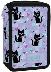 Penar cu rechizite BackUp DW - Black Cats, cu 2 fermoare