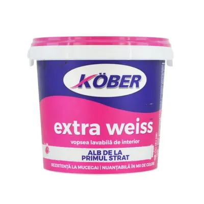 Vopsea lavabila pentru interior, extra weiss, 4L, KOBER / V4220-P4L