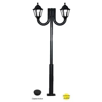 Stalp Metalic Decorativ 3 Metri Noemi Dublu E27