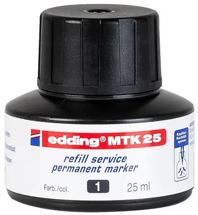 Cerneală pentru markere permanente Edding MTK 25 - Negru, 25 ml